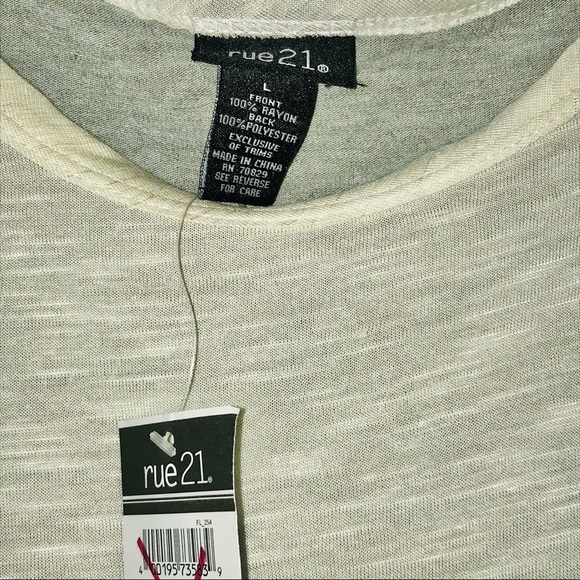 Rue 21 Grey Two Tone Long Sleeve Dolman with Sheer Yellow Front - Picture 3 of 3